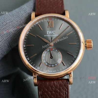 Swiss Replica IWC Portofino Pointer Date 2824 Watch Rose Gold Gray Dial